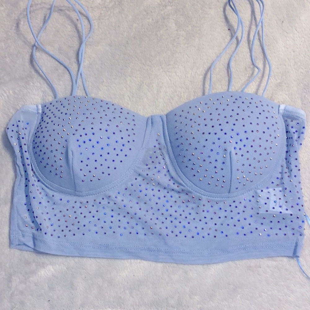 Diamond crop top with sheer back